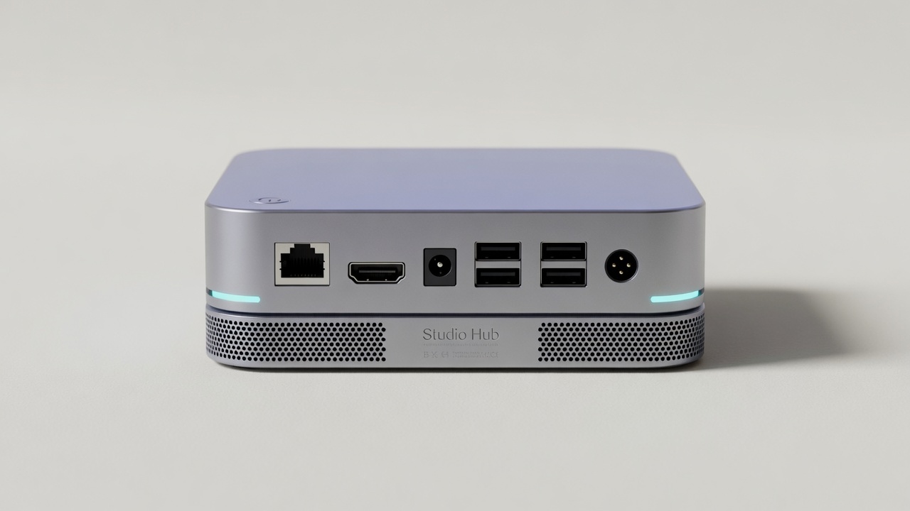 The rear of Studio Hub, showing its full port array